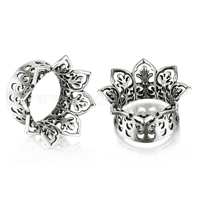 Полые ушные туннели из латунного сплава с цветочным узором FS-WG7C815-14-1