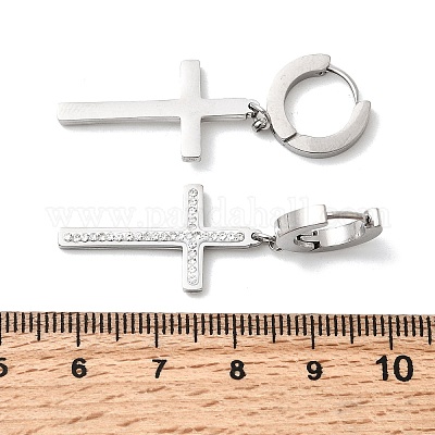 Серьги-кольца из полимерной глины с крестом 304 из нержавеющей стали EJEW-G453-11P-02-1