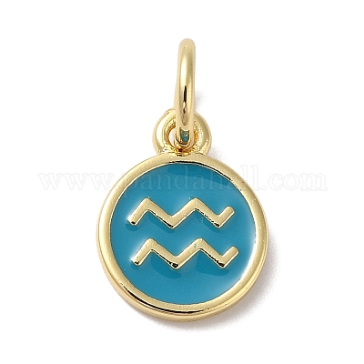 Настоящие 18-каратные позолоченные латунные эмалевые подвески KK-L216-001G-E05-1