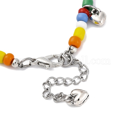 Богемные круглые стеклянные бисерные браслеты для женщин AJEW-AN00669-1