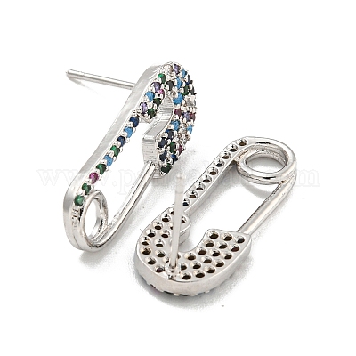 Серьга-гвоздик из латуни с микро-паве EJEW-C102-03P-1