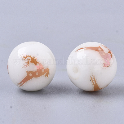 Рождественские непрозрачные стеклянные бусины EGLA-R113-03A-1