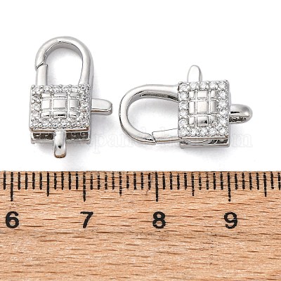 Застежки-клешни из прозрачной латуни с кубическим цирконием KK-Z078-43P-1