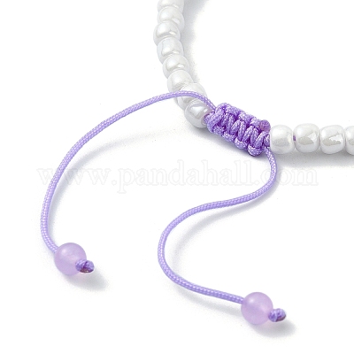 Браслеты из плетеных бусин из стекла с имитацией жемчуга BJEW-JB09989-1