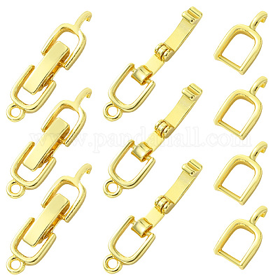 10 шт. латунные застежки-скобы с покрытием стойки KK-SC0006-67G-1