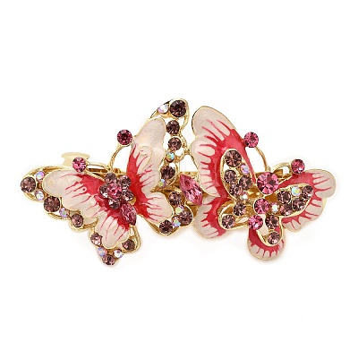 Заколки для волос из сплава со стразами и эмалью OHAR-B006-01G-02-1