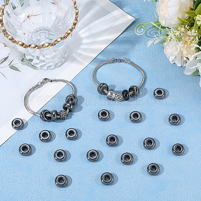 40 шт. синтетические немагнитные гематитовые европейские бусины&nbsp;G-BBC0001-53-1