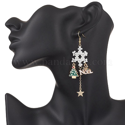 Болтающийся серьги сплава эмали EJEW-TA00727-1