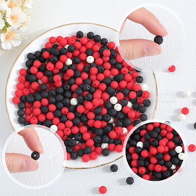 500шт прорезиненные силиконовые акриловые бусины с имитацией силикона&nbsp;MACR-SP0001-07B-1