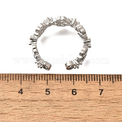 Манжеты из латуни с микро паве кубический цирконий для женщин RJEW-Q008-01P-02-1