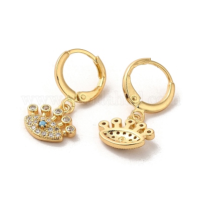 Серьги с подвесками из латуни «конский глаз» EJEW-Q797-02A-G-1