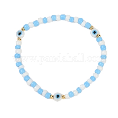 2шт. стеклянные бусины эластичные браслеты для женщин BJEW-JB11693-1