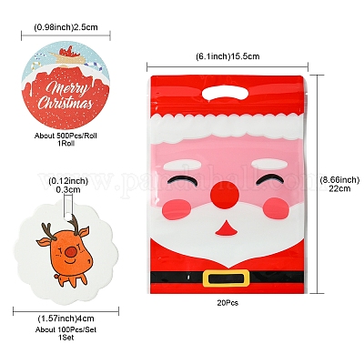 Рождественская тема прямоугольник пластиковый замок на молнии сумки для хранения конфет OPP-FS0001-11-1