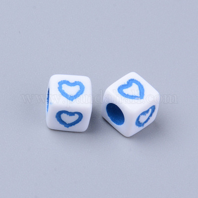 Непрозрачные белые акриловые европейские бусины MACR-S273-51B-01-1