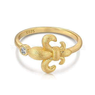 Кольца-манжеты fleur de lis 925 из стерлингового серебра с микропаве из кубических цирконий для женщин RJEW-F180-09G-1