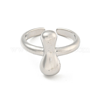 Латунные открытые манжеты с буквами для женщин RJEW-G313-01I-P-1