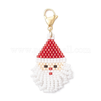 Подвеска Санта-Клаус из стеклянных бусинок HJEW-MZ00319-1