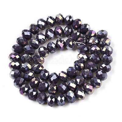 Стеклянные бусины с гальваническим покрытием  EGLA-A044-P8mm-B11-1