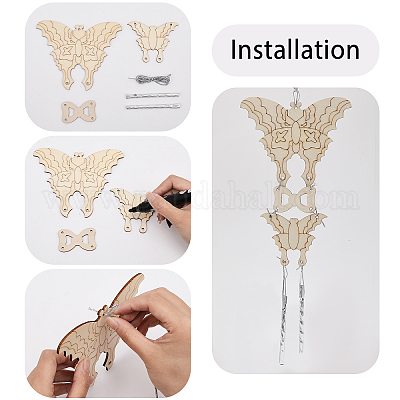 20 набор из 10-х предметов: наборы для самостоятельного изготовления колокольчиков и скворечников из необработанного дерева DIY-BC0012-21-1