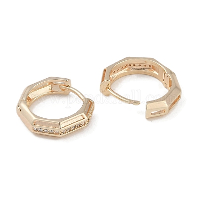 Серьга-кольцо с прозрачным кубическим цирконием из латуни EJEW-L292-004G-1