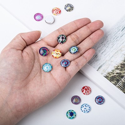 Мозаика печатных стакан наполовину круглый / купольные кабошоны X-GGLA-N004-12mm-G-1