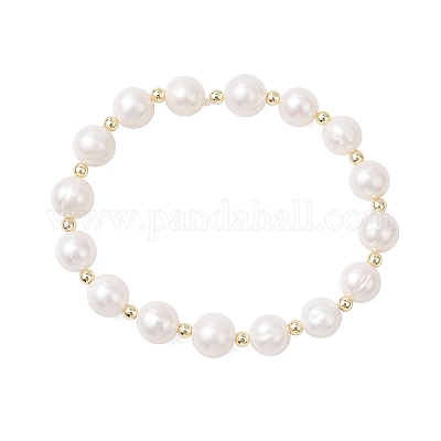 Браслеты из натуральных пресноводных жемчужин с круглыми бусинами для женщин BJEW-JB12126-1