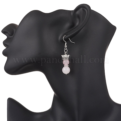 Серьги с подвесками из искусственного нефритового стекла с росписью в запекании EJEW-JE06619-03-1