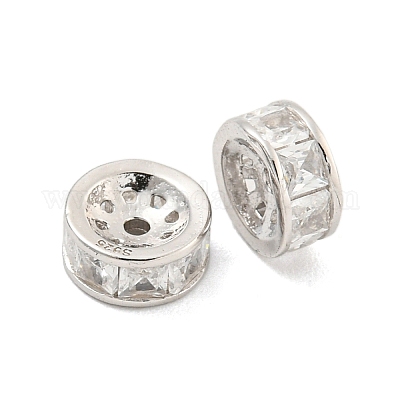 925 бусина из чистого серебра с микропаве и прозрачным фианитом STER-U002-18P-1