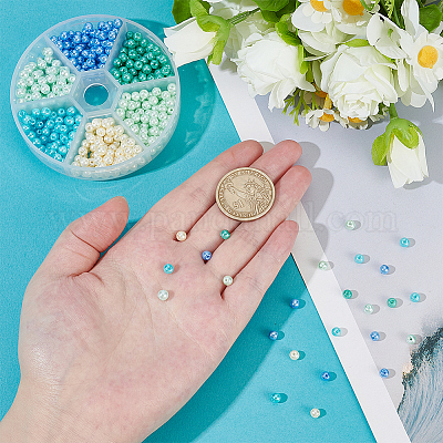 480шт 6 цвета выпечка окрашенные жемчужные стеклянные жемчужные круглые бусины HY-PH0001-24A-1