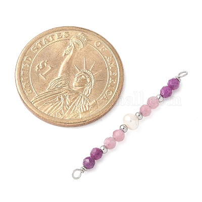 Подвески-шармы с гранеными круглыми натуральными рубинами PALLOY-JF03532-09-1