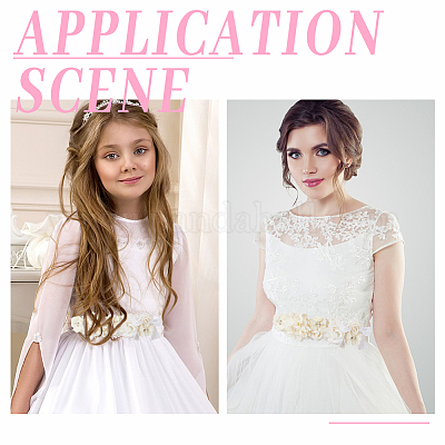 Цветочный атласный пояс для невесты для свадебного платья AJEW-WH0678-91-1