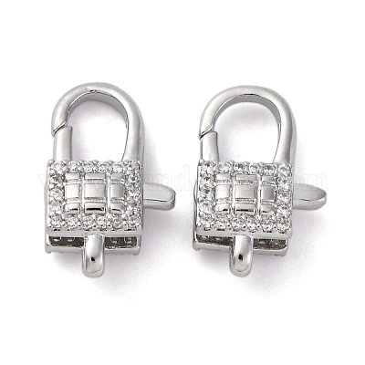 Застежки-клешни из прозрачной латуни с кубическим цирконием KK-Z078-43P-1