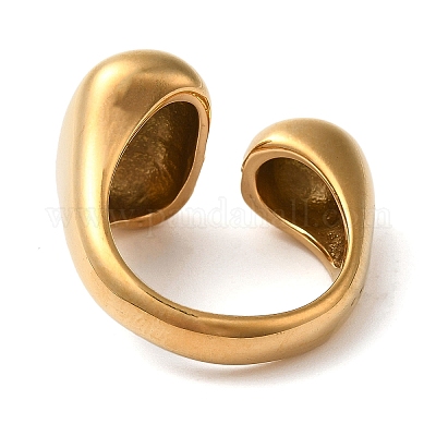 Ионное покрытие (ip) 304 нержавеющая сталь овальные открытые манжеты кольца для женщин мужчин RJEW-Z054-02G-02-1