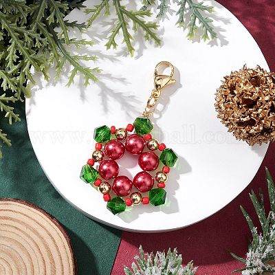 Подвеска в виде стеклянной снежинки на рождественскую тематику HJEW-TA00362-1