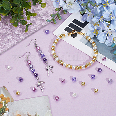 360шт 6 цвета выпечка окрашенные жемчужные стеклянные жемчужные круглые бусины HY-GA0001-01B-1