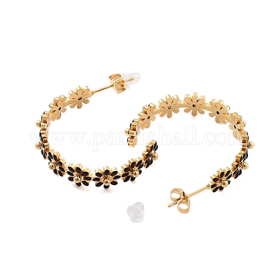 Серьги-гвоздики из нержавеющей стали 304 с эмалью EJEW-S226-02G-01-1