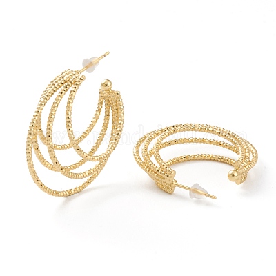 Серьги-кольца из латуни X-EJEW-A056-31G-1