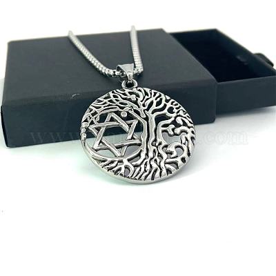 Ожерелья из нержавеющей стали с подвеской в виде звезды Давида и дерева жизни JQ9239-1