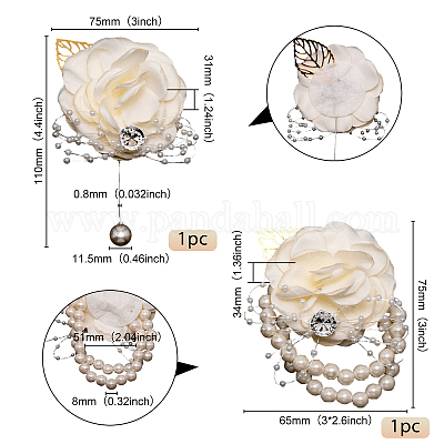 Запястье с имитацией цветка из шелковой ткани AJEW-WH0285-18A-1