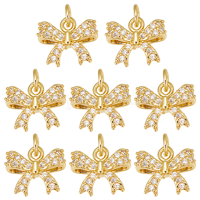 8 шт. Покрытие стойки латунь микропаве прозрачные подвески из кубического циркония FIND-HY0003-74-1