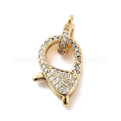 Застежки-клешни из прозрачной латуни с кубическим цирконием KK-Z078-50G-1