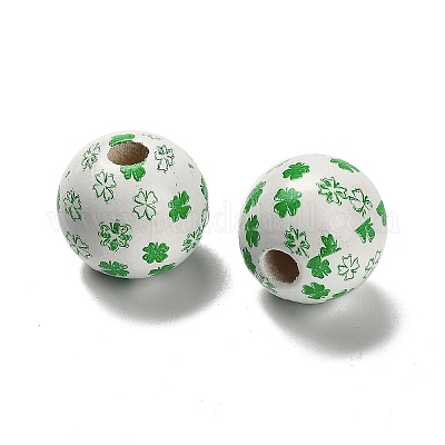 Серия ко дню святого патрика печатные деревянные европейские бусины схима WOOD-V002-01G-1