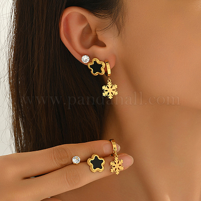 3 пара серег-гвоздиков и сережек-колец из нержавеющей стали TP3302-1