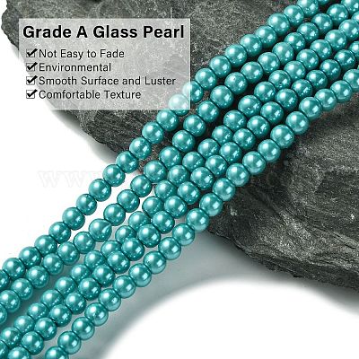 Круглые бусины из экологически чистого окрашенного стекла с жемчугом HY-A002-4mm-RB073-1