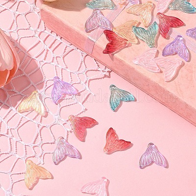 24 шт. 6 цвета прозрачные стеклянные подвески с распылительной росписью GLAA-FS0001-90-1