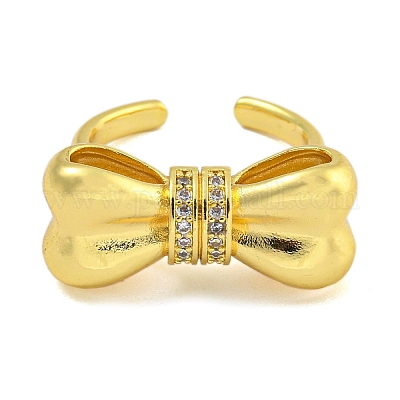 Кольца-манжеты из латуни с микропаве из кубического циркония для женщин RJEW-I107-13G-01-1