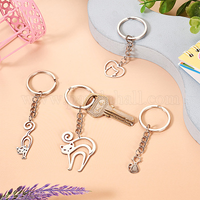 201 брелок для ключей из нержавеющей стали в виде кошки KEYC-TAC00008-1