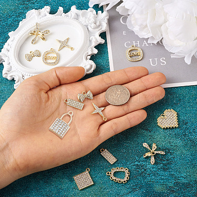 18шт 9 стильные подвески из сплава с кристаллами и стразами FIND-SW0001-30-1