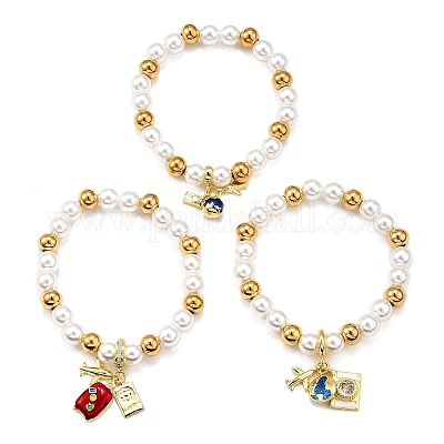 Латунные браслеты-стрейч на тему путешествий BJEW-C098-05-1