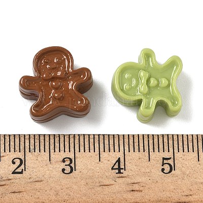 Кабошоны из непрозрачной смолы в виде пряничного человечка на рождественскую тематику RESI-B037-02-1